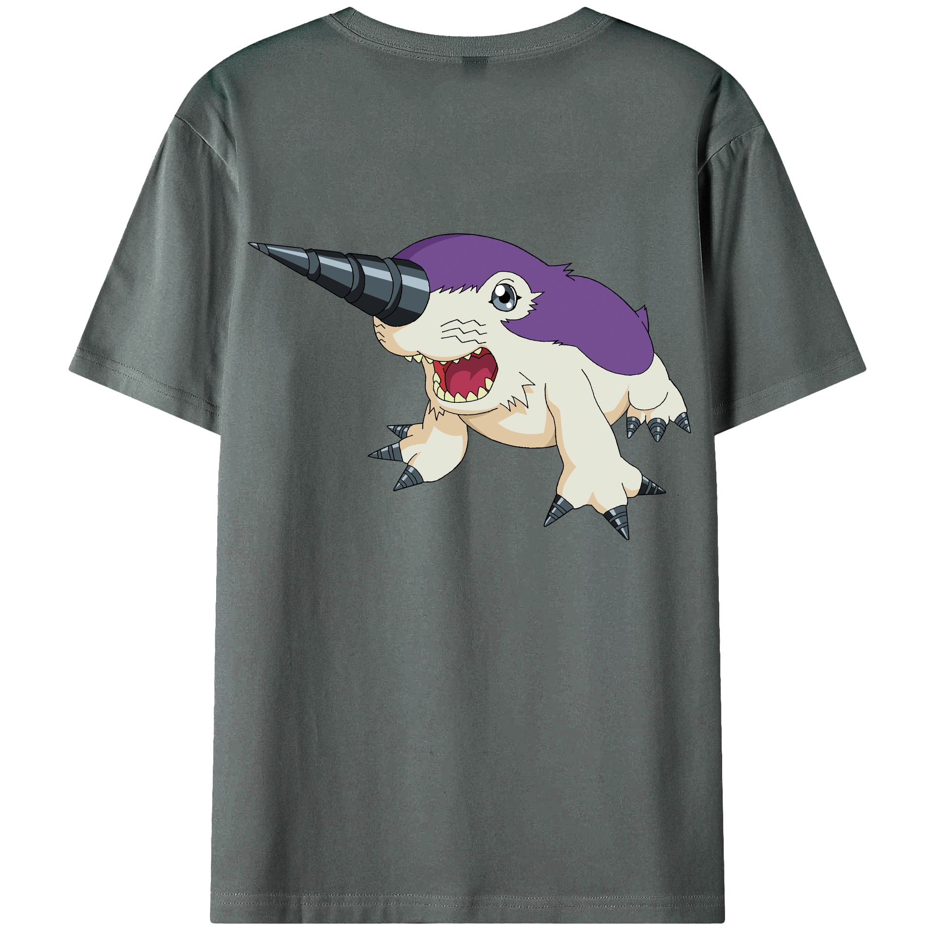 （画像用） Digimon デジタルモンスター/デジモン 綿100％ メンズ半袖Tシャツ（バックプリント） 通気性